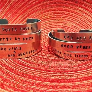 Hand stamped bangles.